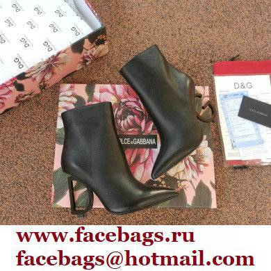 Dolce  &  Gabbana Heel 10.5cm Leather Ankle Boots Black with Black Metal DG Heel 2021